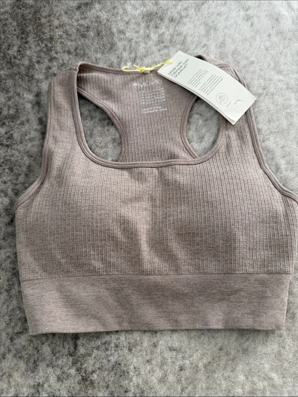 H&M Ribbed Racerback Sports Bra - Taupe